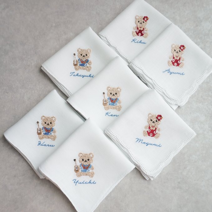 1枚〜くま【ムームー&ウクレレ】Resort Handkerchief