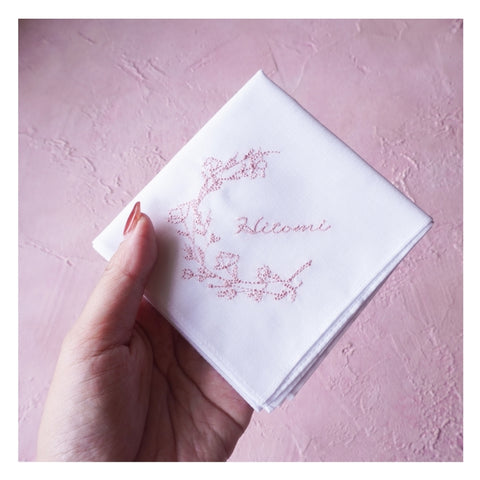 【3営業日で発送】リアルBOTANICAL刺繍ハンカチ✳︎フラワー＆リーフ