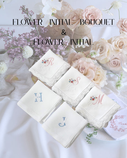 フラワーイニシャルbouquet💐ブライダルハンカチ