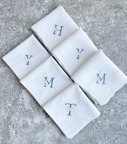 フラワーイニシャル刺繍ブライダルハンカチ