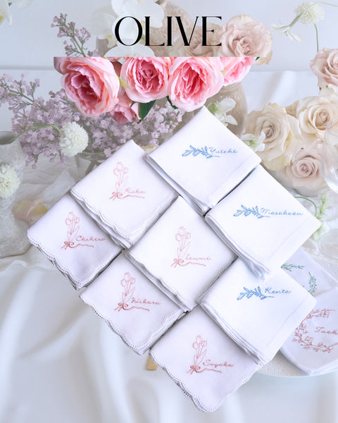 【3営業日で発送】チューリップブーケ🌷BOTANICAL刺繍ハンカチブライダルハンカチ✳︎名入れ✳︎名入れ刺繍