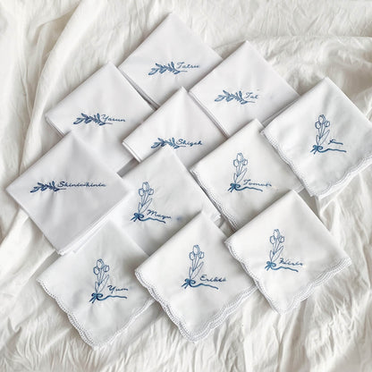 チューリップブーケ🌷BOTANICAL刺繍ハンカチブライダルハンカチ✳︎名入れ✳︎名入れ刺繍