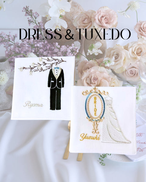 【3営業日で発送】ウエディングドレス✳︎タキシード🎥動画あり✨ブライダルハンカチ