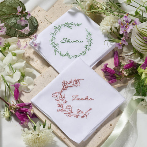 リアルBOTANICAL刺繍ハンカチ✳︎フラワー＆リーフ