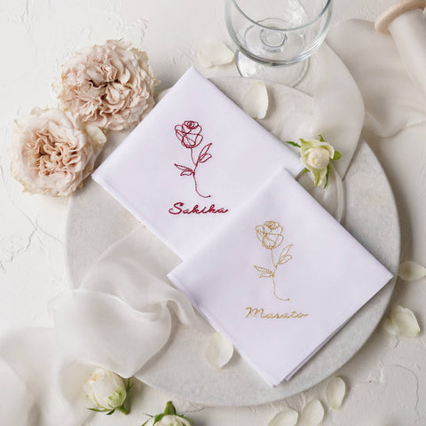 One Line Botanical Rose✳︎ブライダルハンカチ