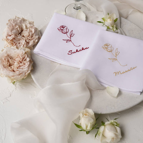 One Line Botanical Rose✳︎ブライダルハンカチ