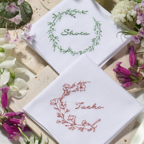 リアルBOTANICAL刺繍ハンカチ✳︎フラワー＆リーフ