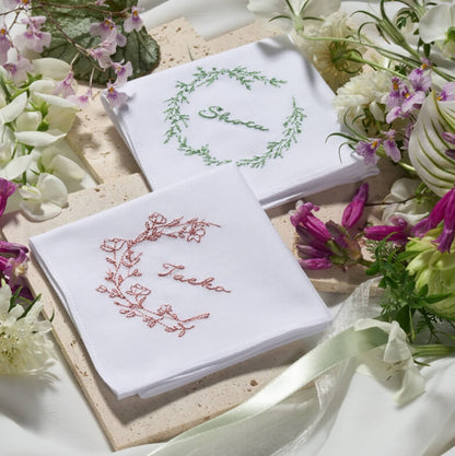リアルBOTANICAL刺繍ハンカチ✳︎フラワー＆リーフ