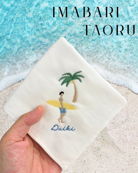 10枚～ 幸せのホヌ【ヤシの木＆お花】Resort Handkerchief