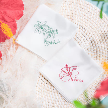 １枚～ ヤシの木&ハイビスカス Resort Handkerchief