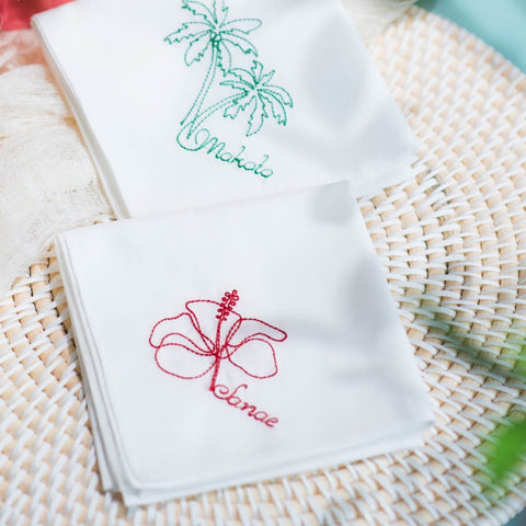 １枚～ ヤシの木&ハイビスカス Resort Handkerchief