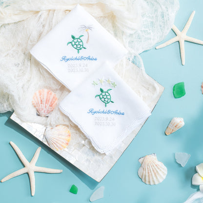 10枚〜 幸せのホヌ【ヤシの木＆お花】Resort Handkerchief