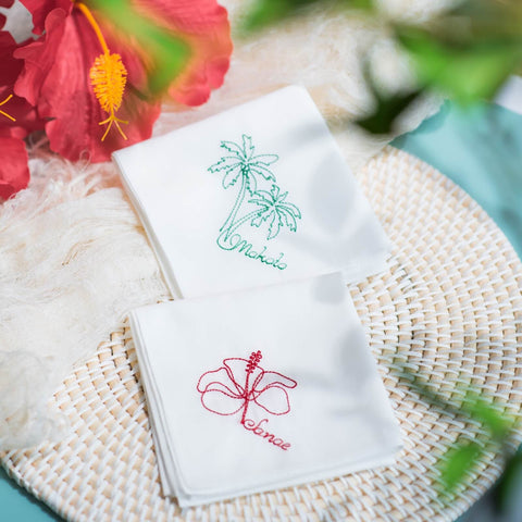 10枚～ ヤシの木&ハイビスカス Resort Handkerchief