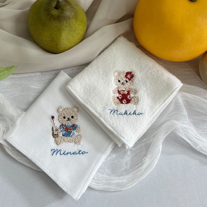 １枚〜くま【ムームー＆ウクレレ】Resort Handkerchief