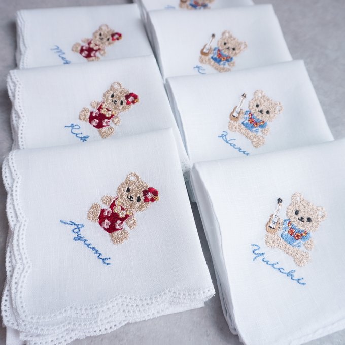 １枚〜くま【ムームー＆ウクレレ】Resort Handkerchief