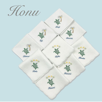 10枚〜 幸せのホヌ【ヤシの木＆お花】Resort Handkerchief