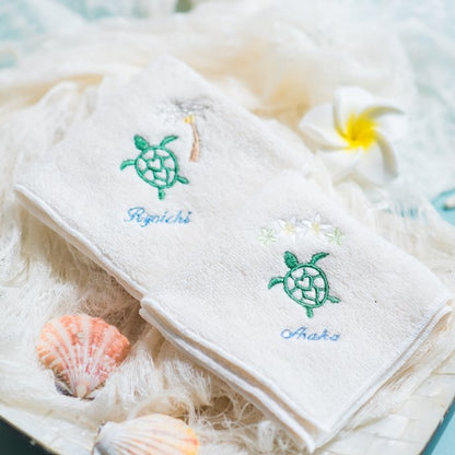 10枚〜 幸せのホヌ【ヤシの木＆お花】Resort Handkerchief