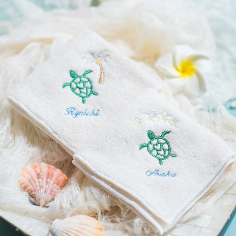 １枚〜 幸せのホヌ【ヤシの木＆お花】Resort Handkerchief