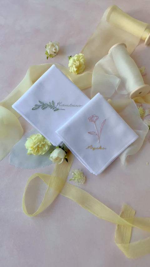 BOTANICALブライダルハンカチ＊リーフ＆フラワー